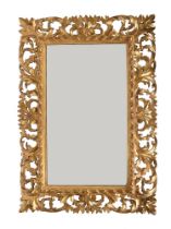 A FLORENTINE GILTWOOD WALL MIRROR