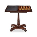 Y A GEORGE IV ROSEWOOD PEDESTAL GAMES TABLE CIRCA 1830