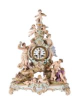 A MEISSEN PORCELAIN (OUTSIDE DECORATED) CLOCK CASE