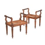 A PAIR OF GEORGE IV MAHOGANY WINDOW SEATS, IN THE MANNER OF GILLOWS