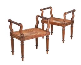 A PAIR OF GEORGE IV MAHOGANY WINDOW SEATS, IN THE MANNER OF GILLOWS