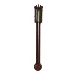 A GEORGE III MAHOGANY AND INLAID STICK BAROMETER