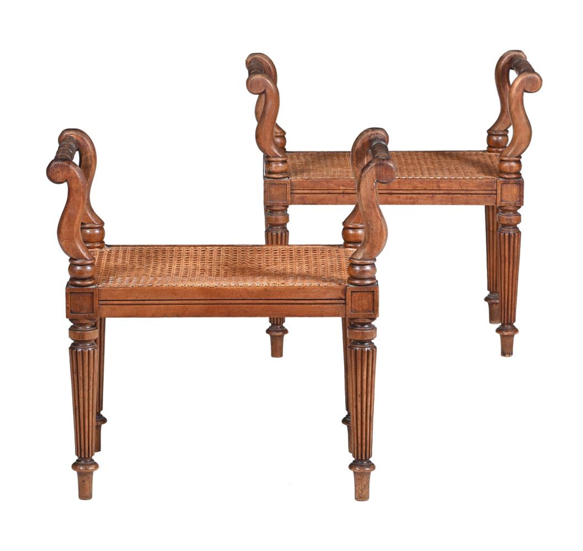 A PAIR OF GEORGE IV MAHOGANY WINDOW SEATS, IN THE MANNER OF GILLOWS - Image 2 of 2