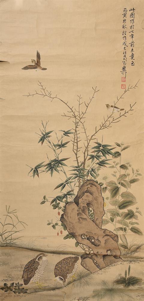 TWO CHINESE PAINTINGS OF BIRDS AND FLOWERS - Image 4 of 5