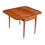 Y A GEORGE III SATINWOOD, TULIPWOOD AND CROSS BANDED PEMBROKE TABLE