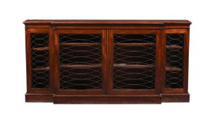 A MAHOGANY BREAKFRONT BOOKCASE, 19TH CENTURY