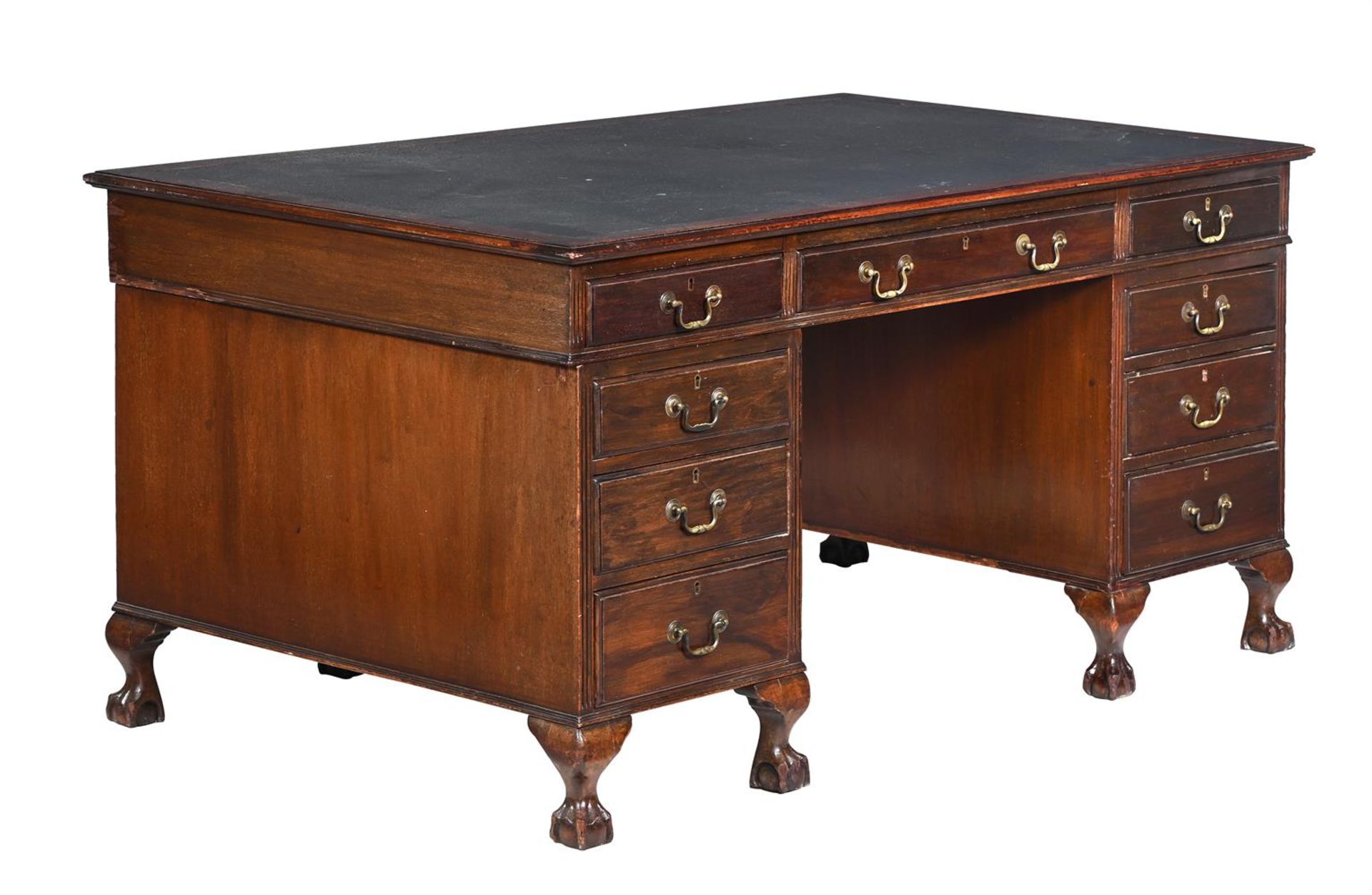 A MAHOGANY TWIN PEDESTAL DESK, LATE 19TH OR EARLY 20TH CENTURY