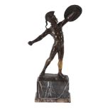 WILHELM VOLZ (1855-1901), A GERMAN ART DECO BRONZE MODEL OF A SPARTAN WARRIOR