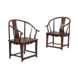 A PAIR OF CHINESE JICHIMU ARMCHAIRS, IN MING DYNASTY STYLE