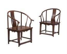 A PAIR OF CHINESE JICHIMU ARMCHAIRS, IN MING DYNASTY STYLE