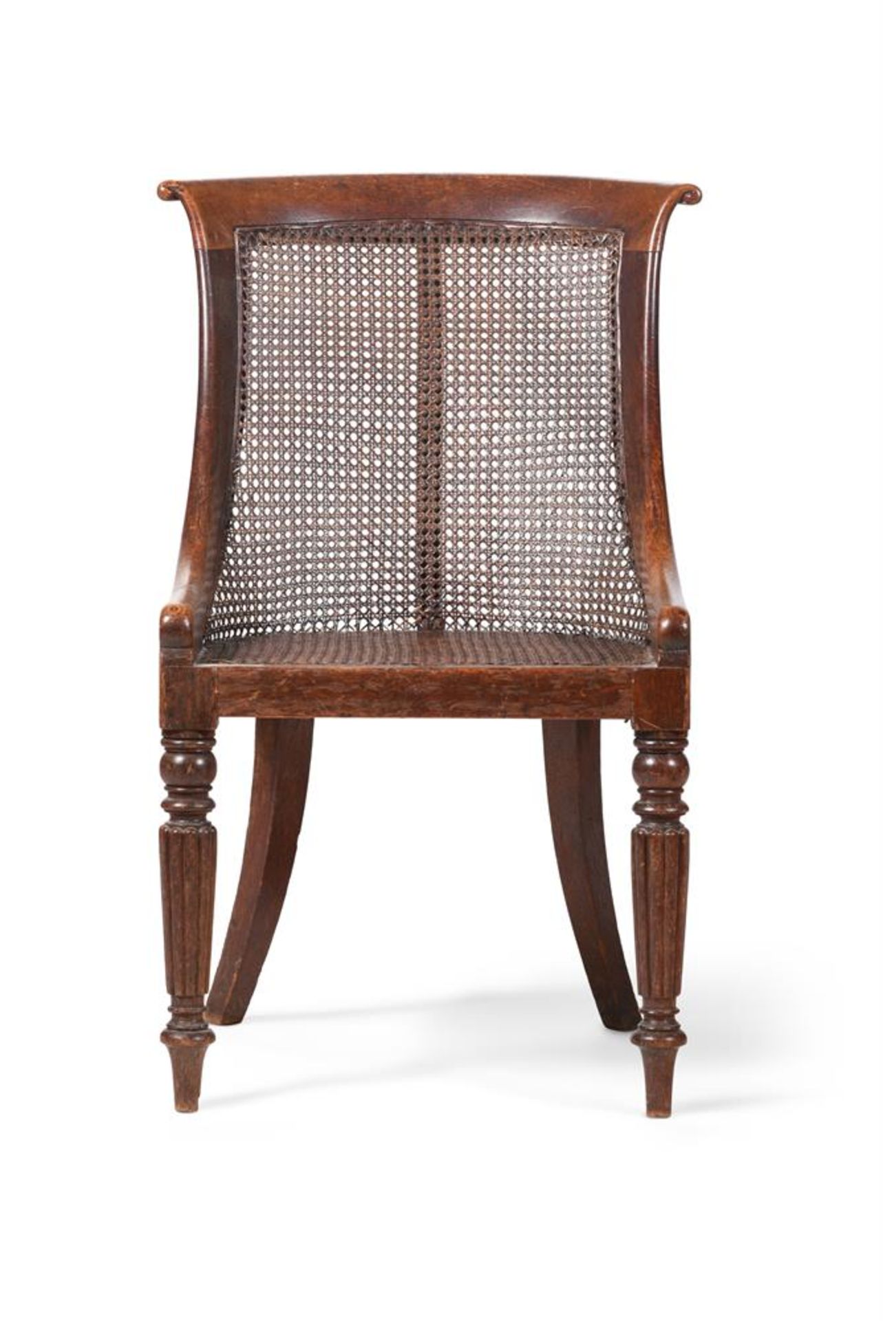 A PAIR OF GEORGE IV OAK LIBRARY BERGERE CHAIRS - Bild 2 aus 3