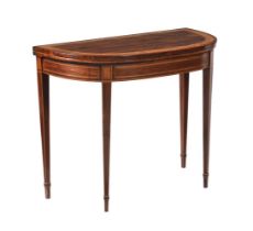 Y A GEORGE III ROSEWOOD AND AMBOYNA CARD TABLE