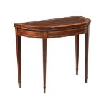 Y A GEORGE III ROSEWOOD AND AMBOYNA CARD TABLE