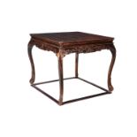 A CHINESE STAINED WOOD TABLE 87cm high