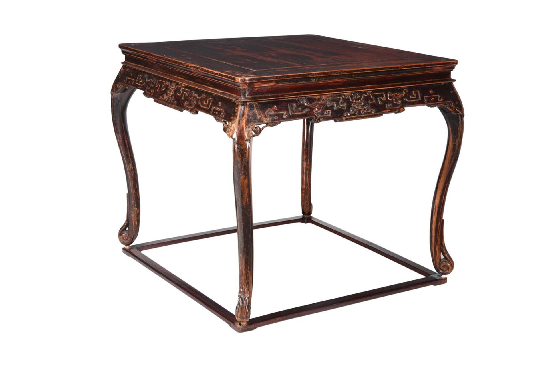 A CHINESE STAINED WOOD TABLE 87cm high