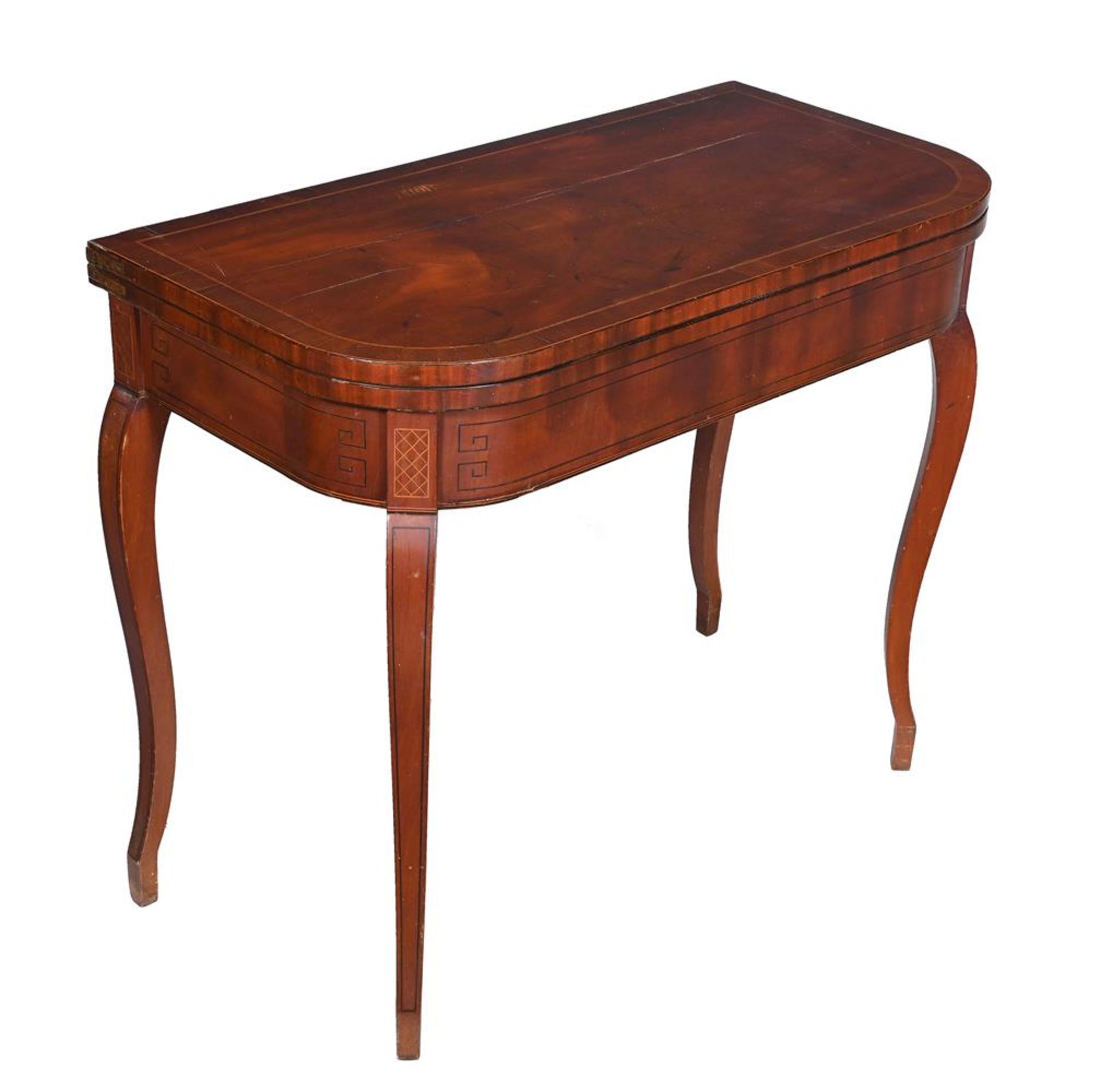 A PAIR OF REGENCY MAHOGANY AND INLAID CARD TABLES - Image 3 of 4