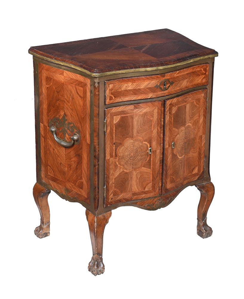 A NORTH ITALIAN WALNUT AND BRASS MOUNTED PETIT COMMODE