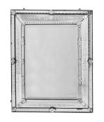 A VENETIAN ETCHED AND CUT GLASS MIRROR