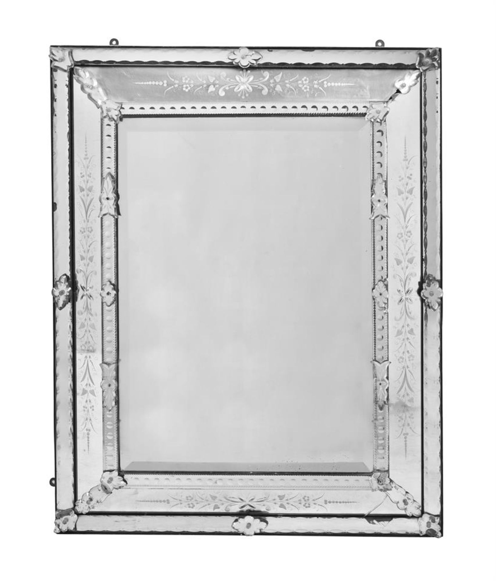 A VENETIAN ETCHED AND CUT GLASS MIRROR