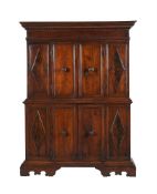AN ITALIAN WALNUT AND CHESTNUT CABINET ON CHEST, 18TH CENTURY