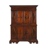 AN ITALIAN WALNUT AND CHESTNUT CABINET ON CHEST, 18TH CENTURY