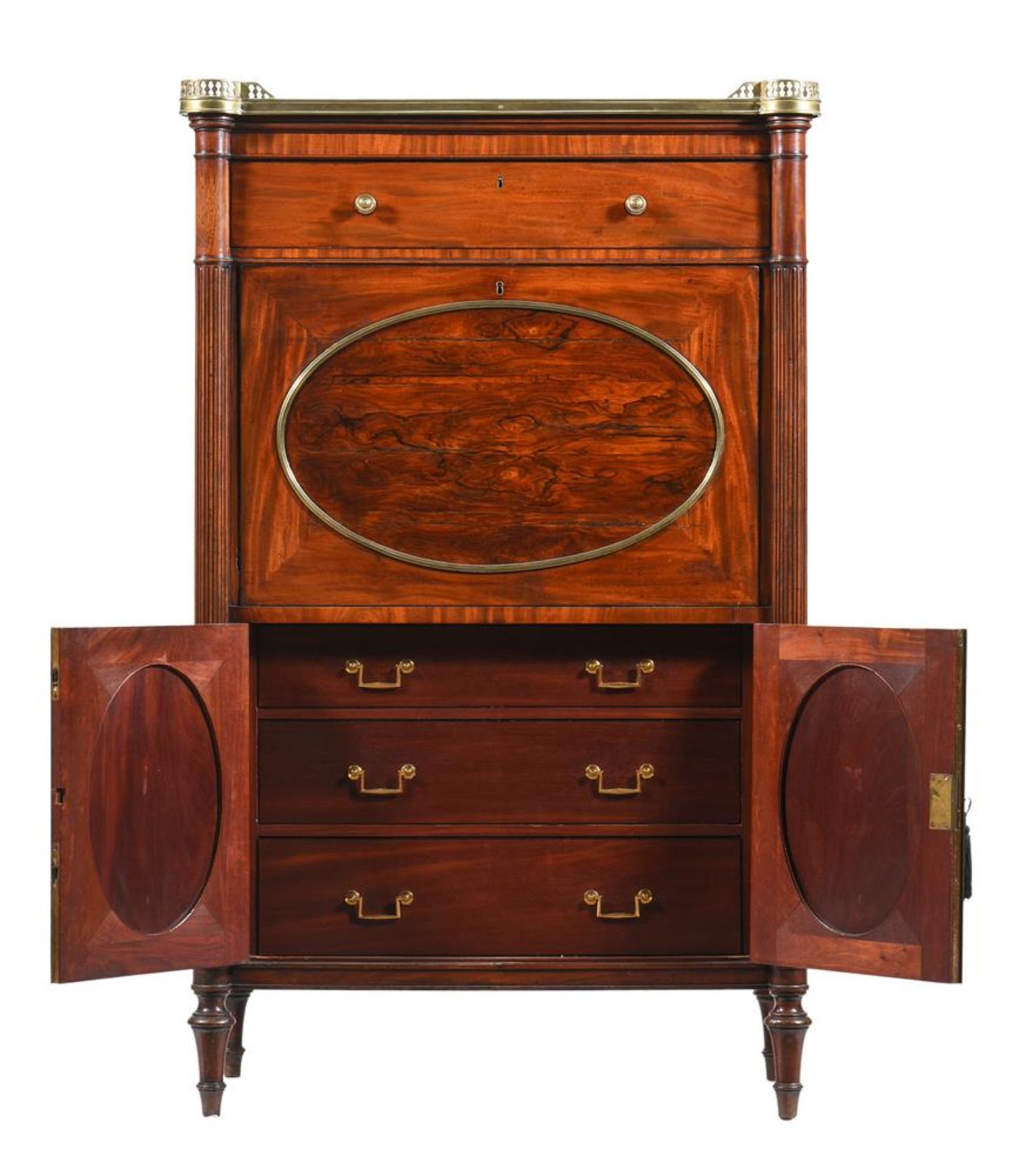 Y A MAHOGANY AND ROSEWOOD SECRETAIRE IN FRENCH TASTE, 19TH CENTURY - Image 3 of 3