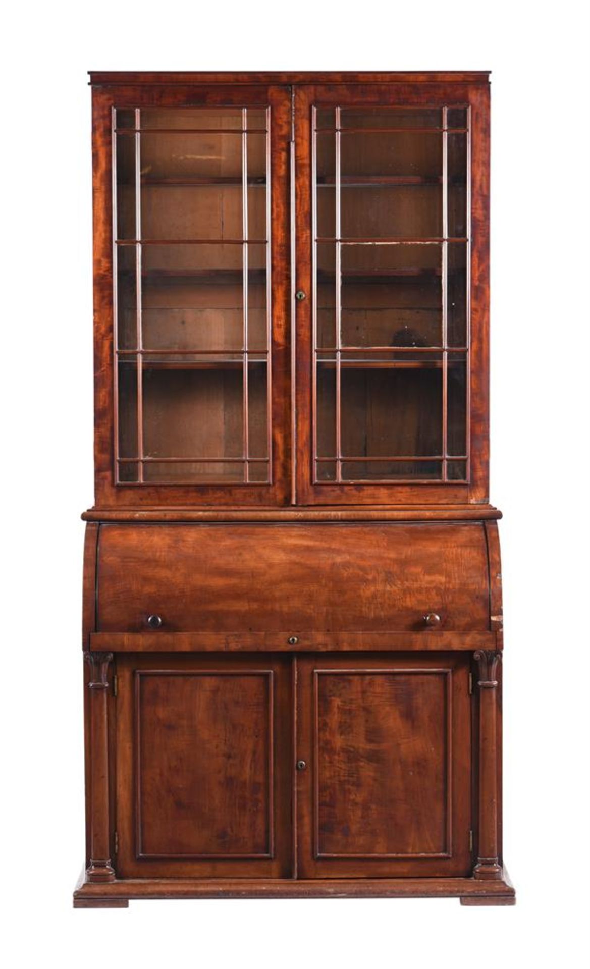 A VICTORIAN MAHOGANY BUREAU BOOKCASE