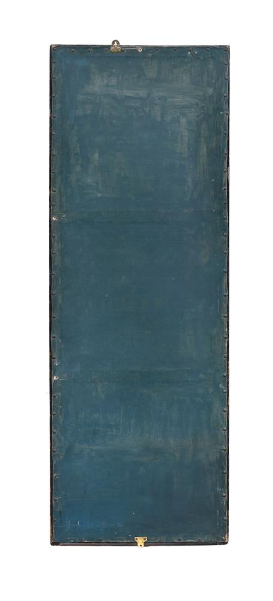 A LEATHER AND POLYCHROME PAINTED FOUR-FOLD SCREEN - Image 4 of 8