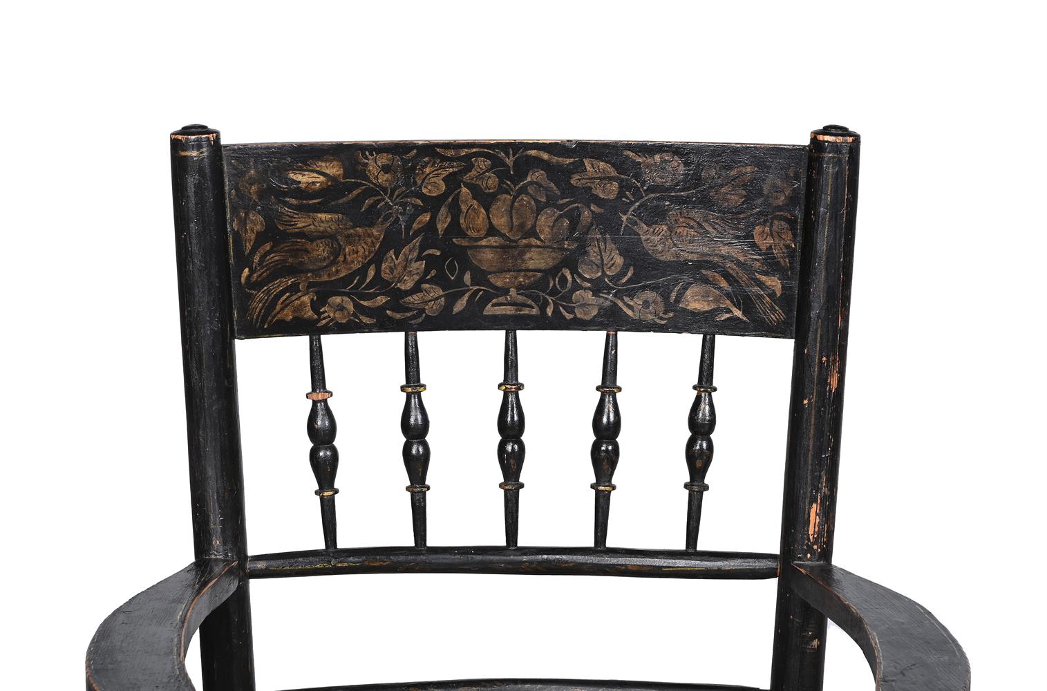 A PAIR OF AMERICAN EBONISED AND PARCEL GILT ARMCHAIRS, CIRCA 1880 - Image 4 of 4