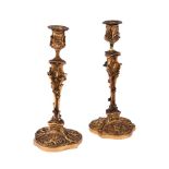 A PAIR OF GILT BRONZE CANDLESTICKS, 20TH CENTURY