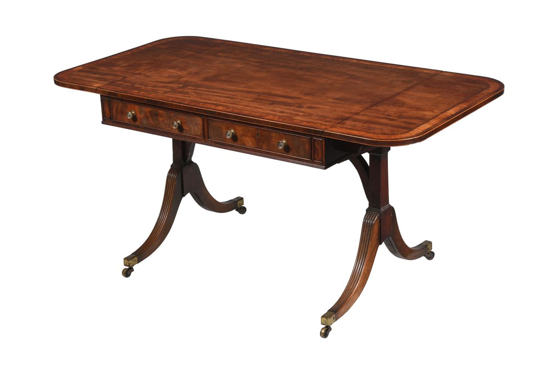 A REGENCY MAHOGANY AND SATINWOOD CROSSBANDED SOFA TABLE - Image 2 of 2