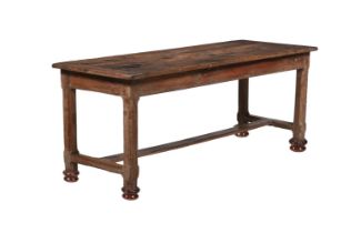 A LIMED OAK REFECTORY TABLE EARLY 18TH CENTURY