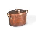 A LARGE COPPER LIDDED PAN, 19TH CENTURY