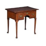 A GEORGE II OAK AND MAHOGANY CROSSBANDED SIDE TABLE, CIRCA 1750