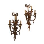 A PAIR OF GILT METAL WALL APPLIQUES IN 18TH CENTURY STYLE