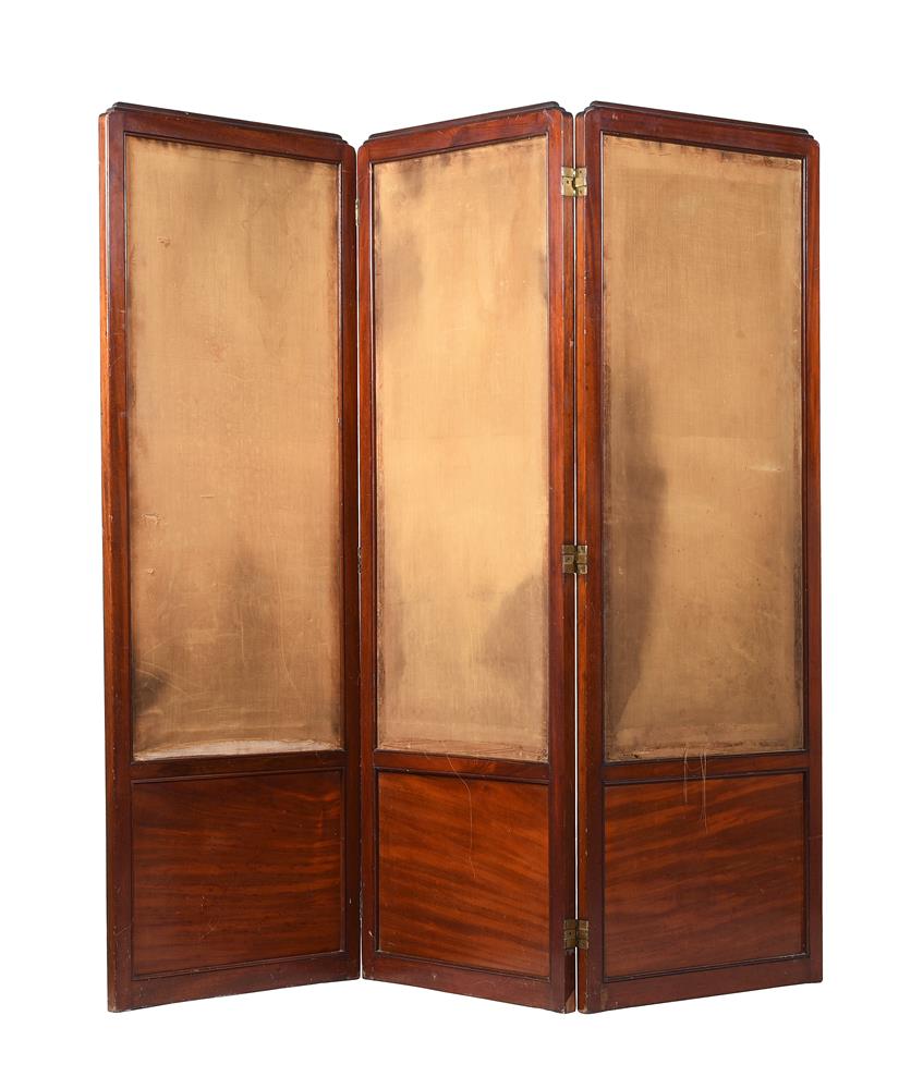 A MAHOGANY AND UPHOLSTERED FOUR-FOLD ROOM SCREEN, IN OTTOMAN TASTE - Image 2 of 2