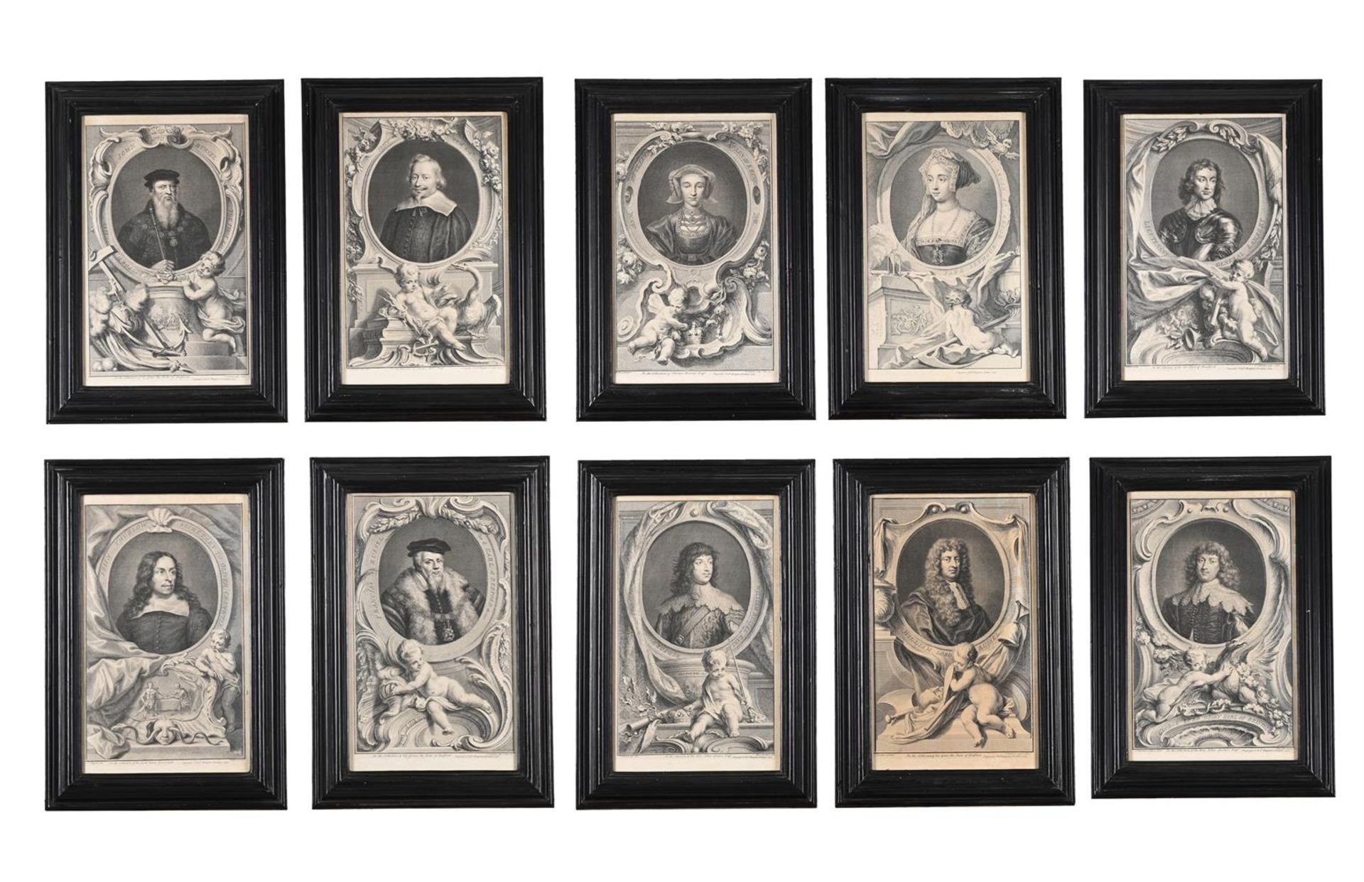 JACOBUS HOUBRAKEN AFTER SIR ANTHONY VAN DYCK, A SET OF TEN PORTRAITS OF DUKES