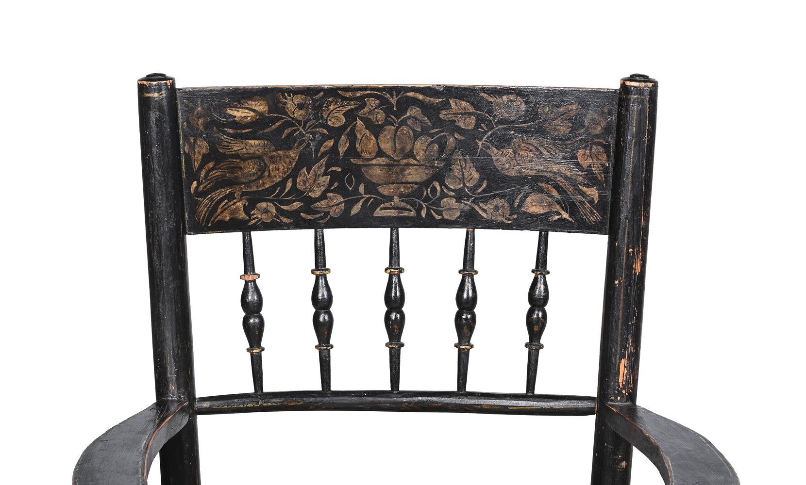 A PAIR OF AMERICAN EBONISED AND PARCEL GILT ARMCHAIRS, CIRCA 1880 - Image 3 of 4
