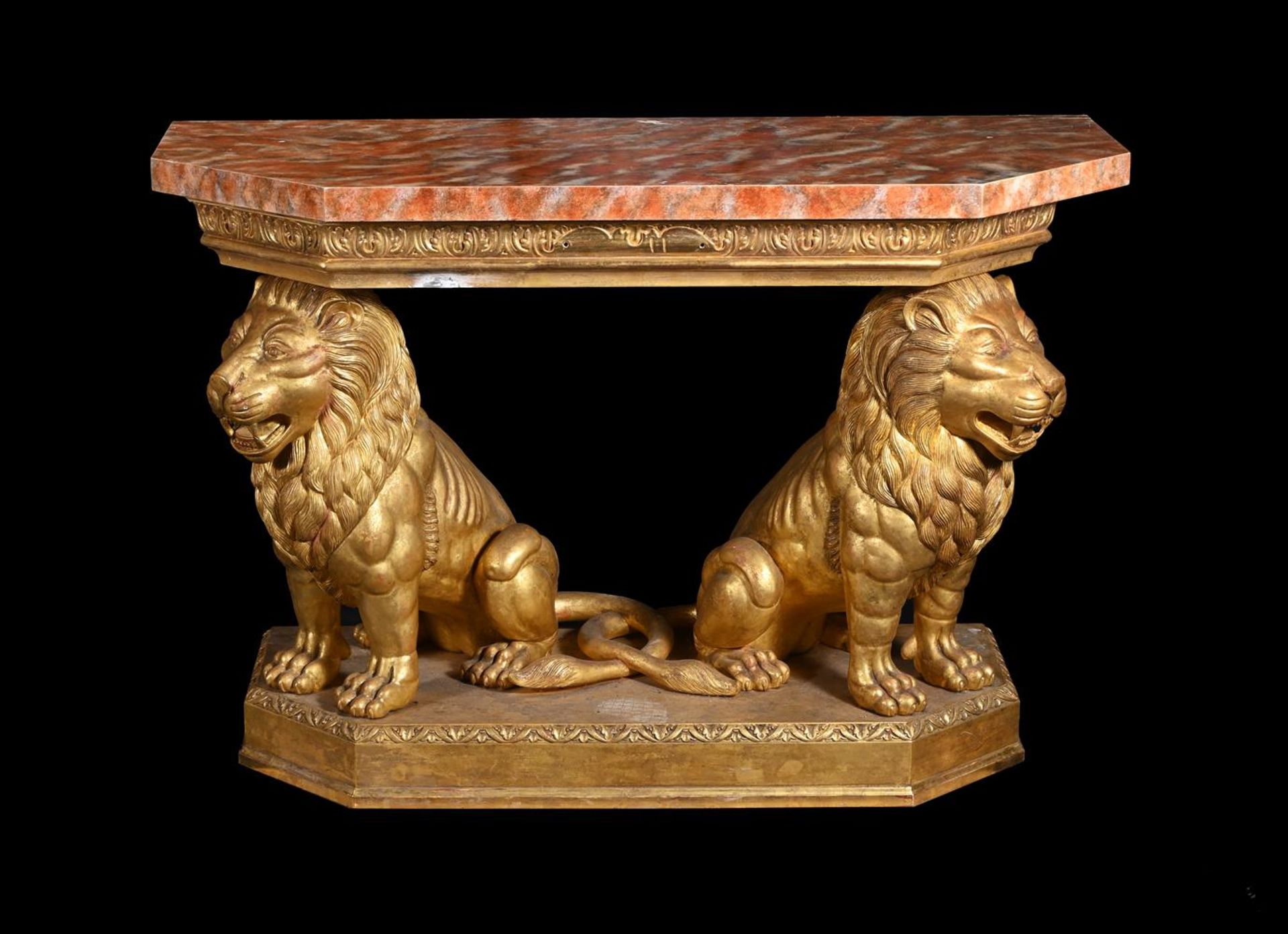 A PAIR OF CARVED GILTWOOD CONSOLE TABLES - Image 6 of 7