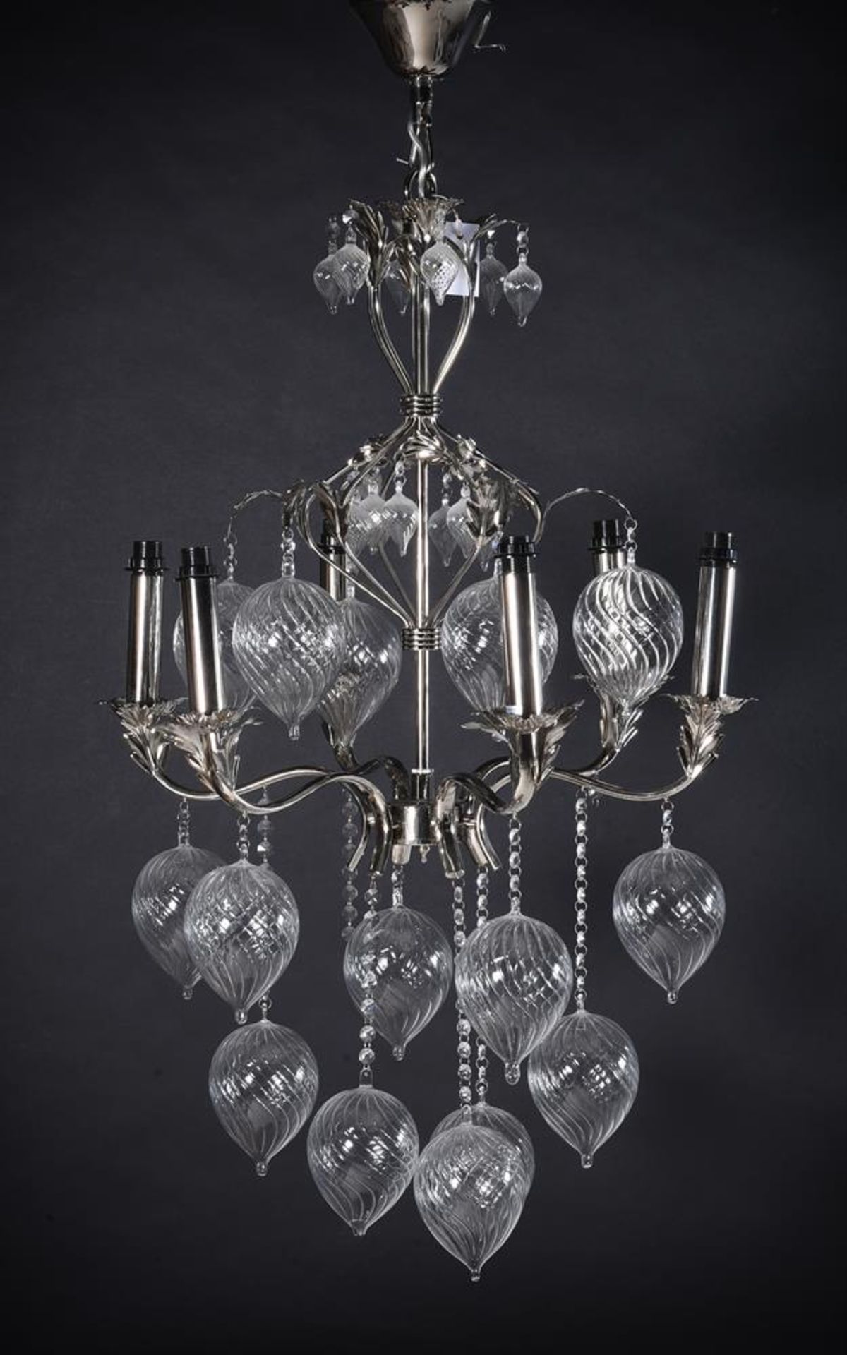 A 'TEARDROP' GLASS HUNG CHANDELIER