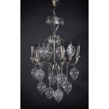 A 'TEARDROP' GLASS HUNG CHANDELIER