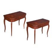 A PAIR OF REGENCY MAHOGANY AND INLAID CARD TABLES