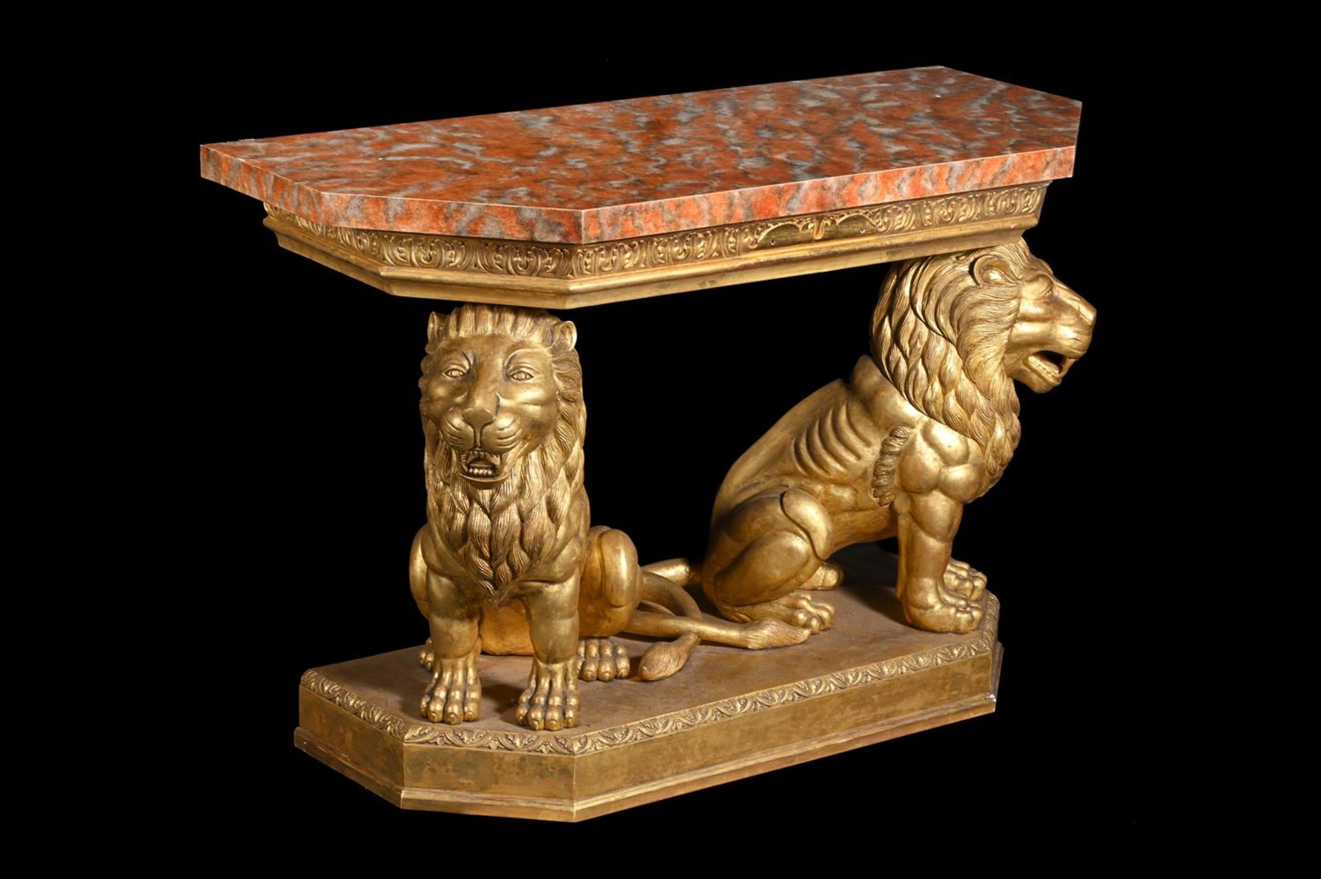 A PAIR OF CARVED GILTWOOD CONSOLE TABLES - Image 5 of 7