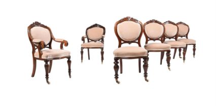 A SET OF SIX VICTORIAN MAHOGANY CHAIRS, CIRCA 1850