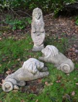 A GROUP OF MODERN STONE COMPOSITION MODELS OF LIONS