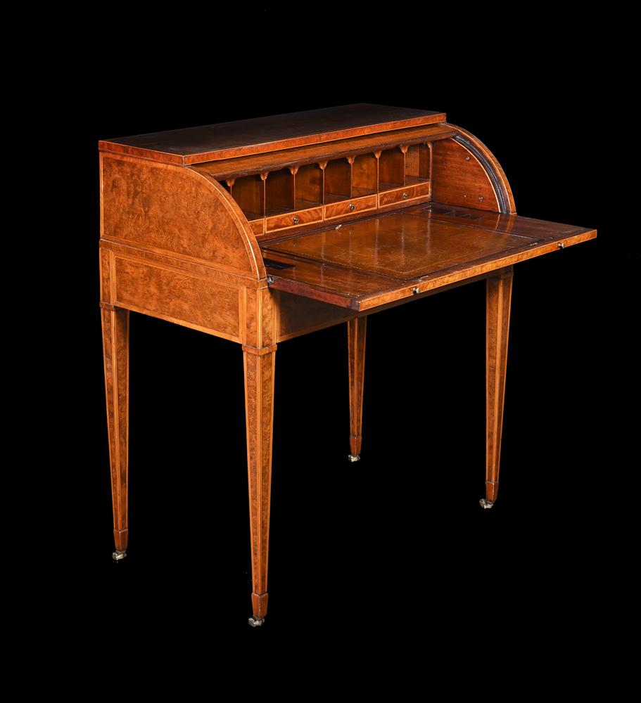 Y A GEORGE III BURR YEW AND TULIPWOOD CROSS BANDED CYLINDER DESK - Image 2 of 2