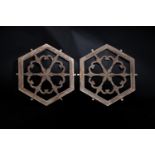 A LARGE PAIR OF SOUTHERN ELM HEXAGONAL WINDOWS, LATE MING OR QING DYNASTY