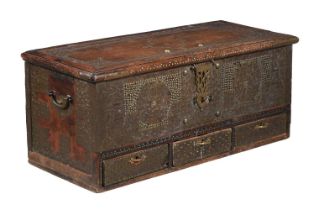 A HARDWOOD AND METAL CLAD 'ZANZIBAR' CHEST