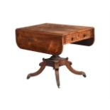 Y A REGENCY ROSEWOOD AND CROSSBANDED PEDESTAL TABLE