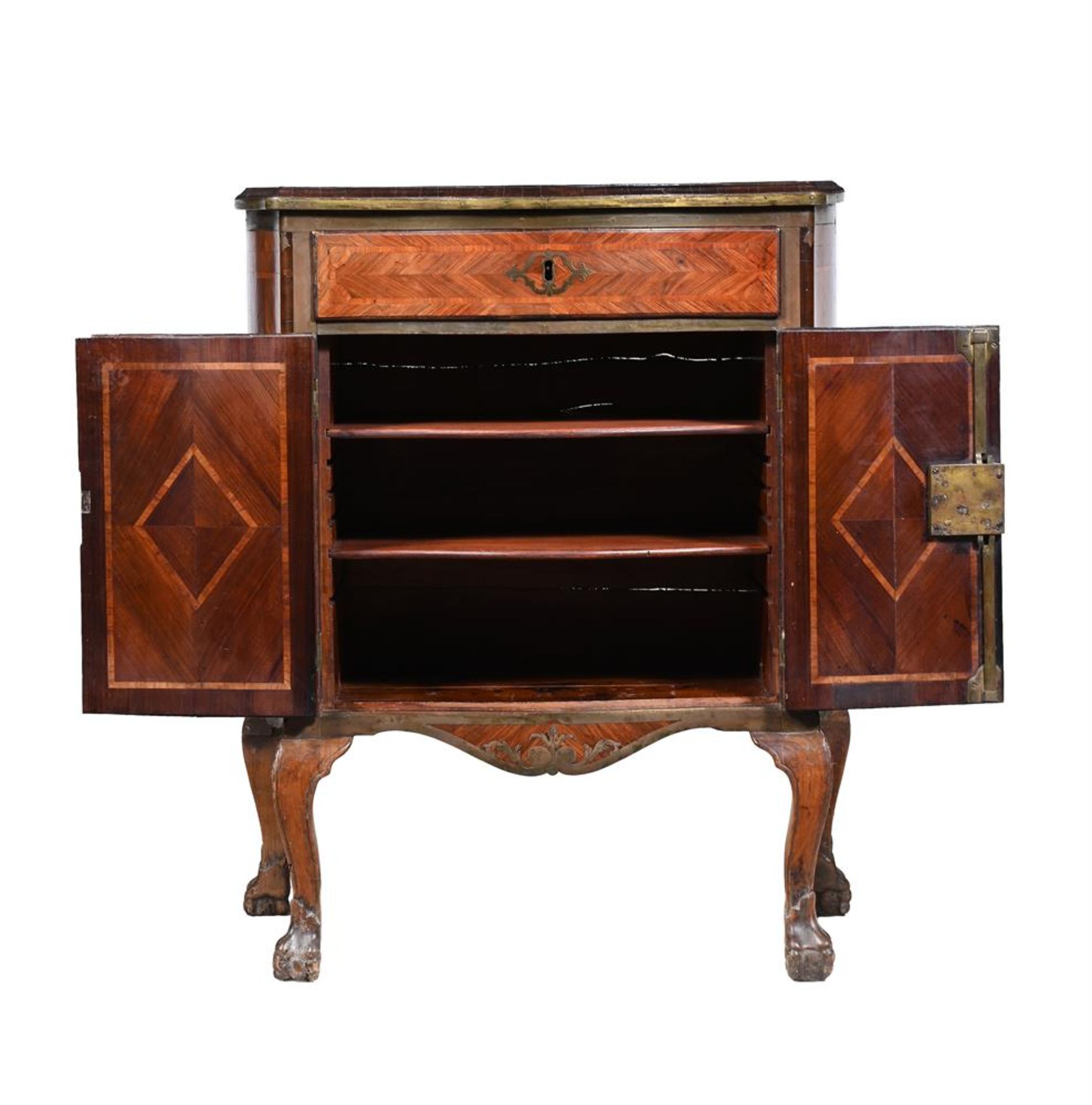 A NORTH ITALIAN WALNUT AND BRASS MOUNTED PETIT COMMODE - Image 2 of 3